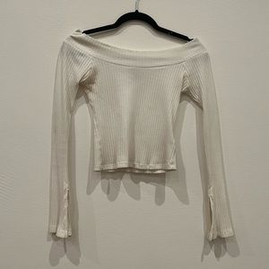 Urban Outfitters White Off the Shoulder Long Sleeve